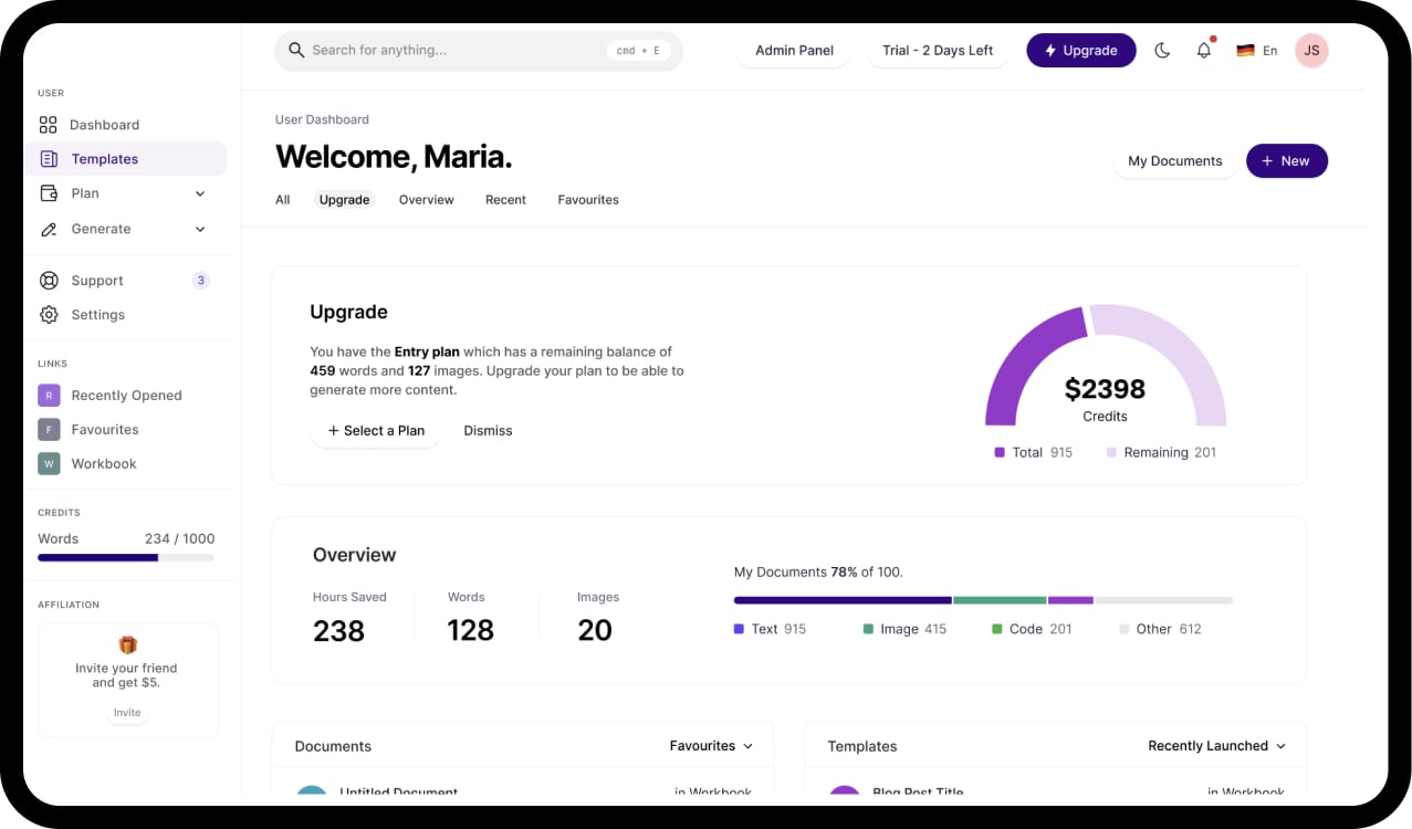 we Dashboard Mockup